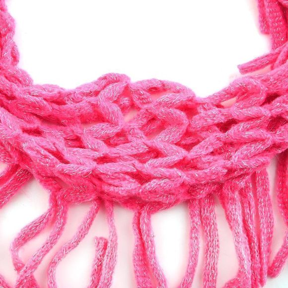 4 for $20 Knit Scarf with Pom Pom Trim and Hanger Pink - Picture 3 of 3
